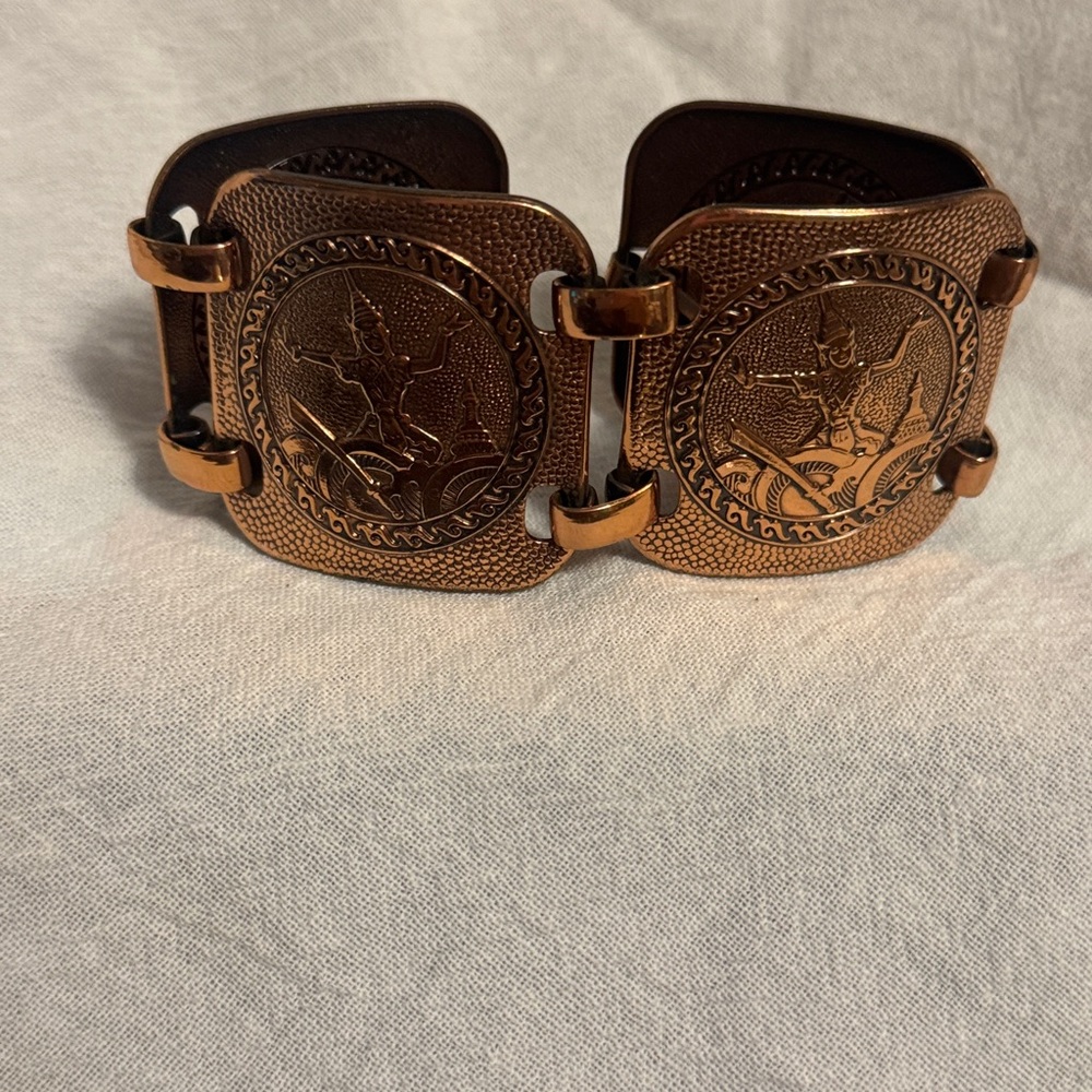 Vintage Copper Siam Dancer Large Link Bracelet